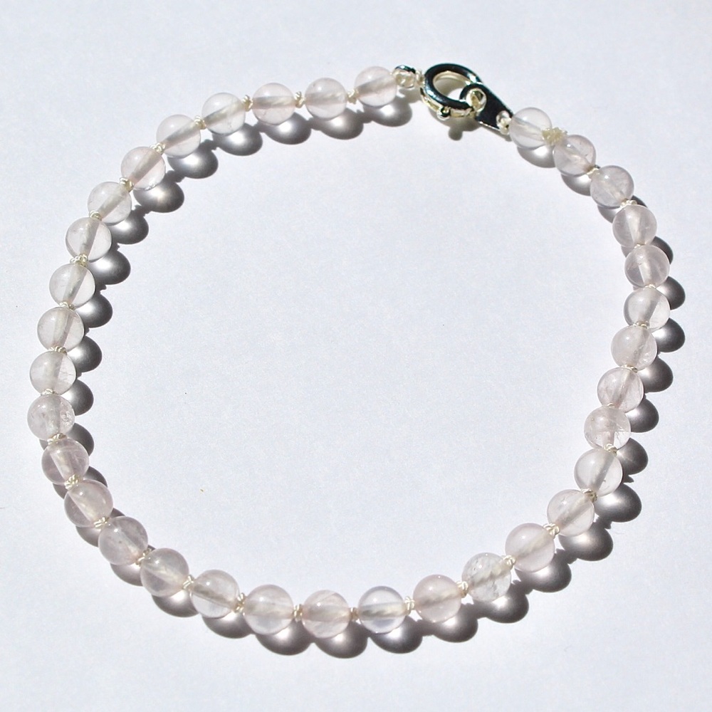 Hand Knotted Rose Quartz Beaded Bracelet